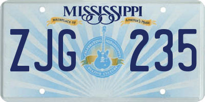 MS license plate ZJG235