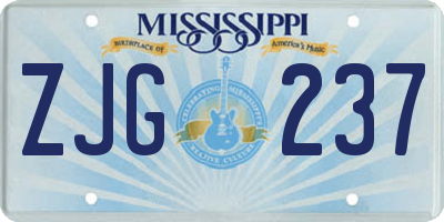 MS license plate ZJG237