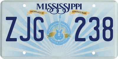 MS license plate ZJG238