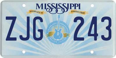 MS license plate ZJG243
