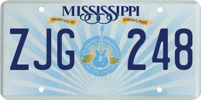 MS license plate ZJG248