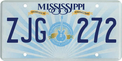 MS license plate ZJG272
