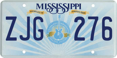 MS license plate ZJG276