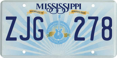 MS license plate ZJG278