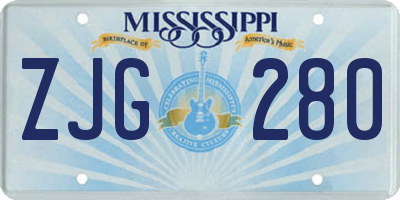 MS license plate ZJG280