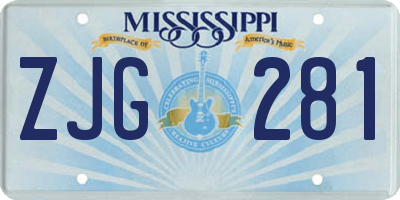 MS license plate ZJG281