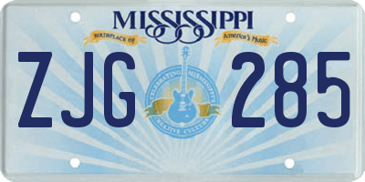 MS license plate ZJG285