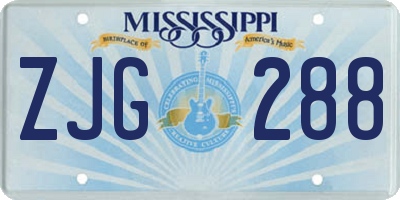 MS license plate ZJG288