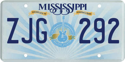MS license plate ZJG292