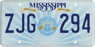 MS license plate ZJG294