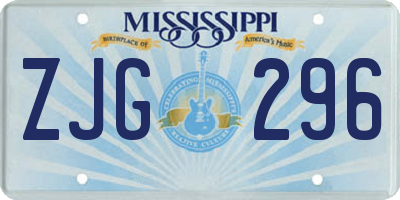MS license plate ZJG296