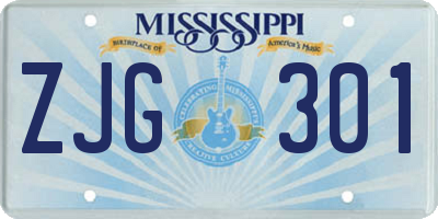 MS license plate ZJG301