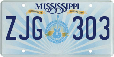 MS license plate ZJG303
