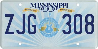 MS license plate ZJG308