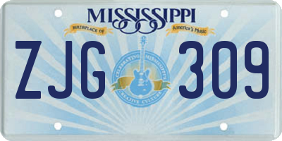 MS license plate ZJG309