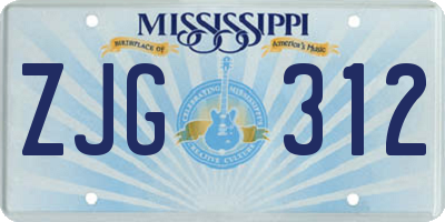 MS license plate ZJG312