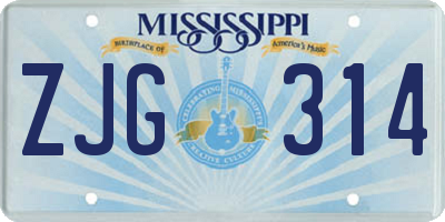 MS license plate ZJG314