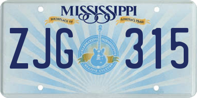 MS license plate ZJG315