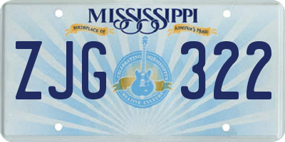 MS license plate ZJG322