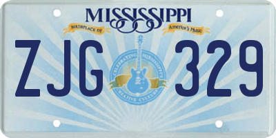 MS license plate ZJG329