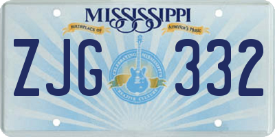 MS license plate ZJG332