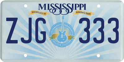 MS license plate ZJG333