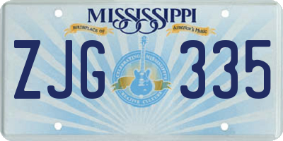MS license plate ZJG335