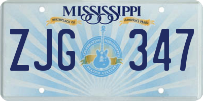 MS license plate ZJG347