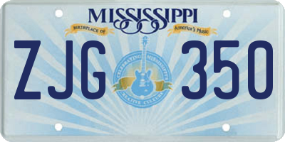 MS license plate ZJG350