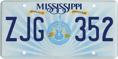 MS license plate ZJG352