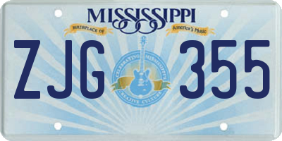 MS license plate ZJG355