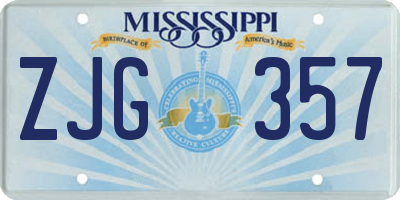 MS license plate ZJG357