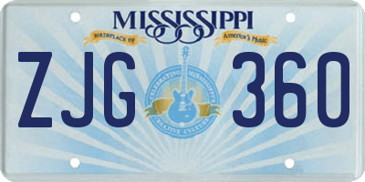 MS license plate ZJG360
