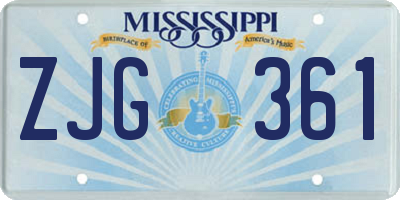 MS license plate ZJG361