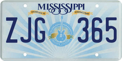 MS license plate ZJG365