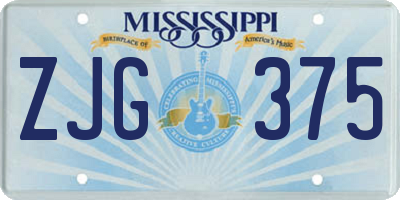 MS license plate ZJG375