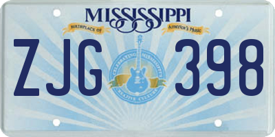 MS license plate ZJG398
