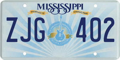 MS license plate ZJG402