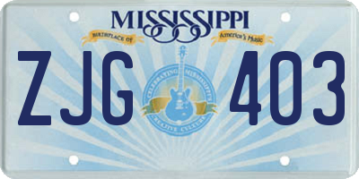 MS license plate ZJG403
