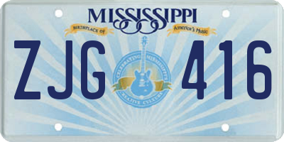 MS license plate ZJG416