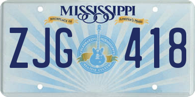 MS license plate ZJG418