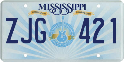 MS license plate ZJG421