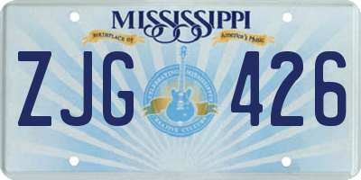 MS license plate ZJG426