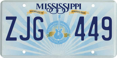 MS license plate ZJG449