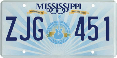 MS license plate ZJG451