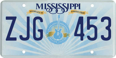 MS license plate ZJG453