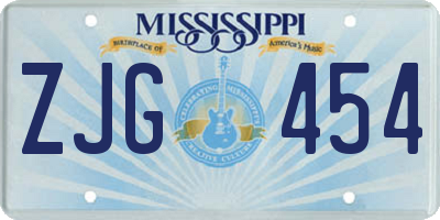 MS license plate ZJG454