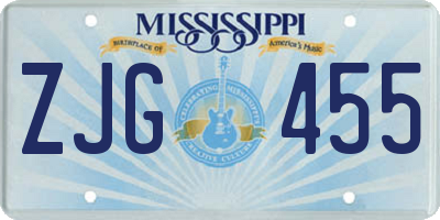 MS license plate ZJG455