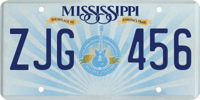 MS license plate ZJG456