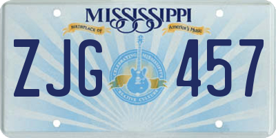 MS license plate ZJG457